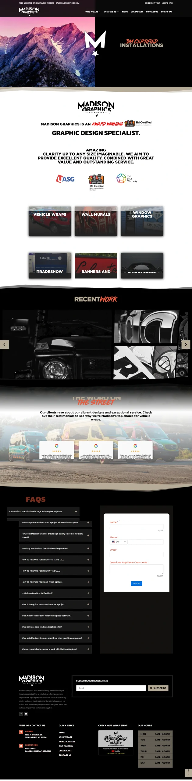 Madison Graphics case study: Vehicle wrap installation on a white van.
