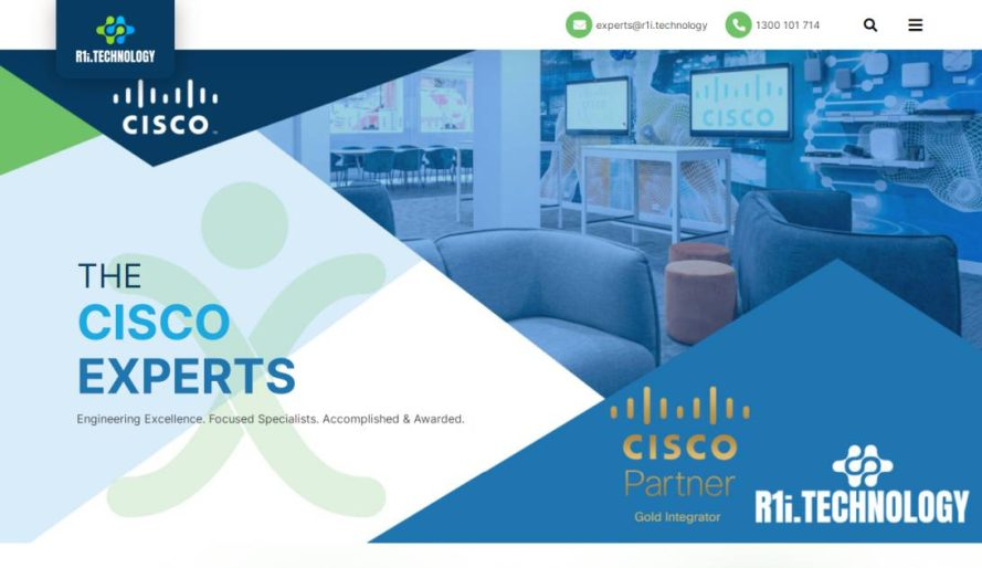 R1.Technology Cisco Gold Integrator partner logo and tagline "The Cisco Experts